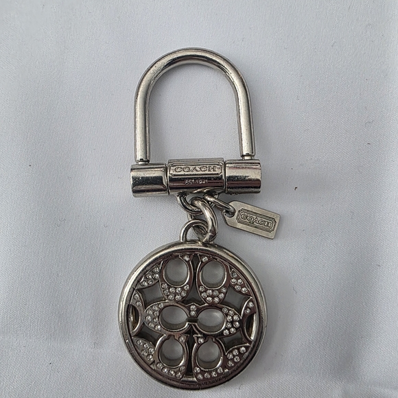 Coach Handbags - Coach Pave Crystal OP Art Signature "C" Keychain in silver-tone metal.